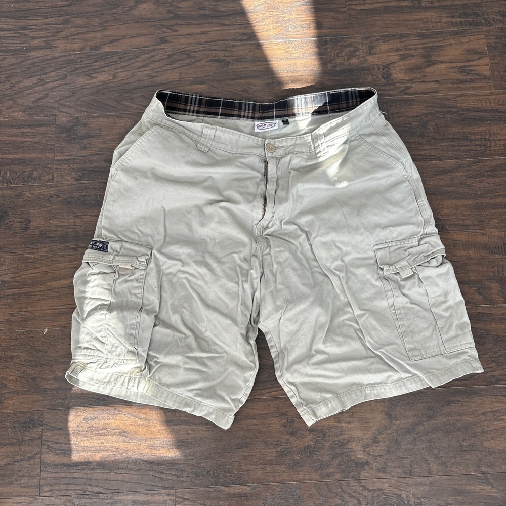 Ron Jon Surf Shop Cargo Shorts Mens 38 Khaki Tan Surf Skate Workwear Distressed